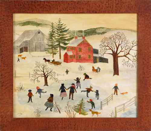 Appraisal: Jeanne Davies American b oil on canvas winter landscape signed