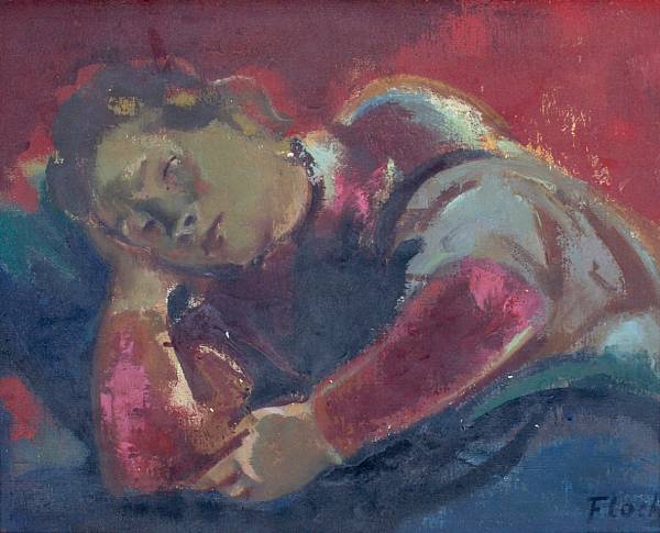 Appraisal: Joseph Floch Austrian American - Girl Sleeping signed 'Floch' lower