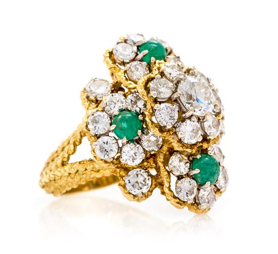 Appraisal: Sale Lot An Karat Bicolor Gold Diamond and Emerald Ring