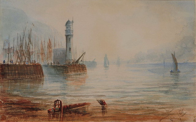 Appraisal: ATTRIBUTED TO HENRY BARLOW CARTER - Harbour entrance with lighthouse