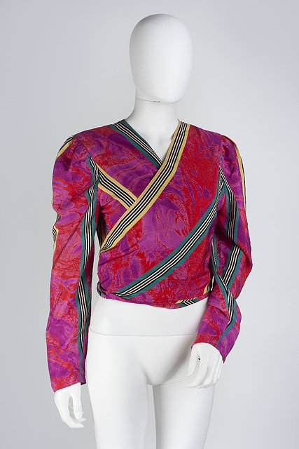 Appraisal: A colourful silk Lanvin jacket with tie to waist full