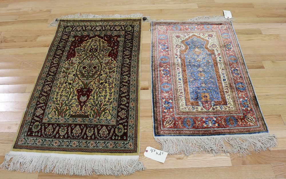 Appraisal: Silk Vintage And Finely Hand Woven Area Rugs From a