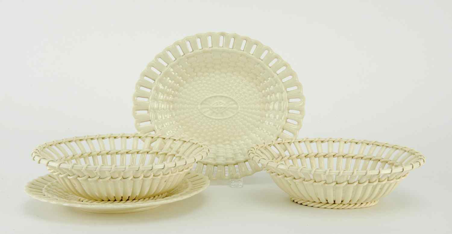 Appraisal: PAIR OF EARLY OVAL WEDGWOOD CREAMWARE CHESTNUT BASKETS th CenturyWith