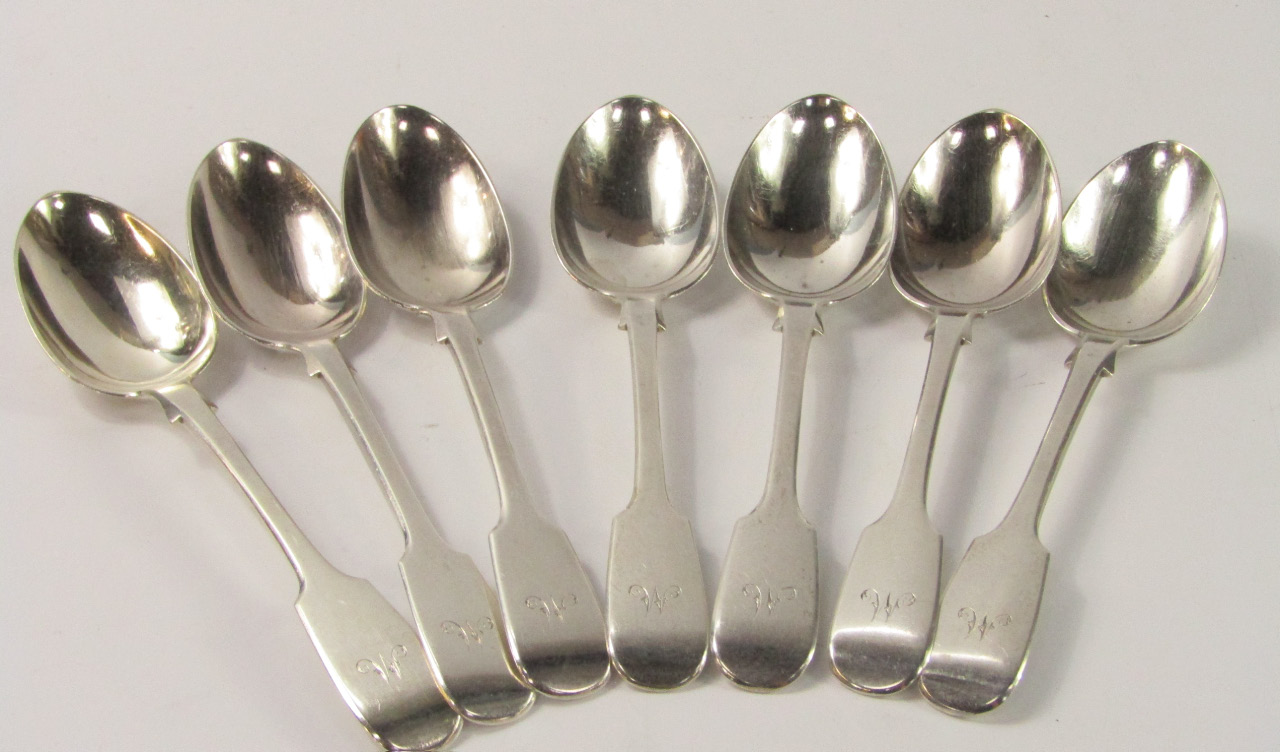 Appraisal: A set of seven Victorian silver Old English pattern dessert