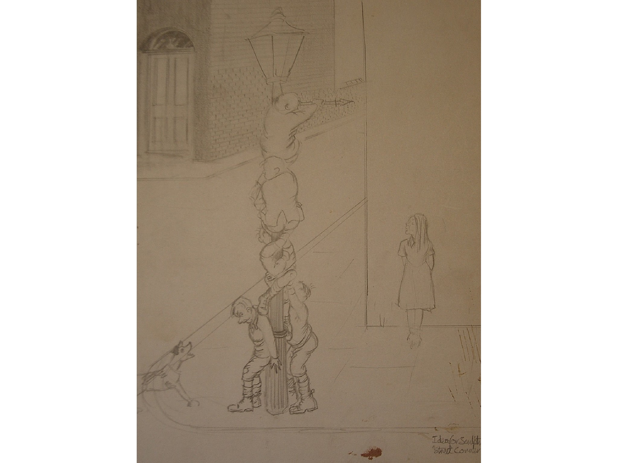 Appraisal: TOM DODSON - ORIGINAL ARTIST'S PENCIL SKETCH Idea for Sculpture