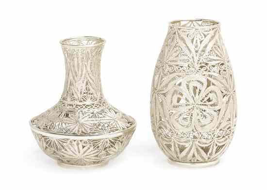 Appraisal: Two Silver Vases one of squat baluster form the other