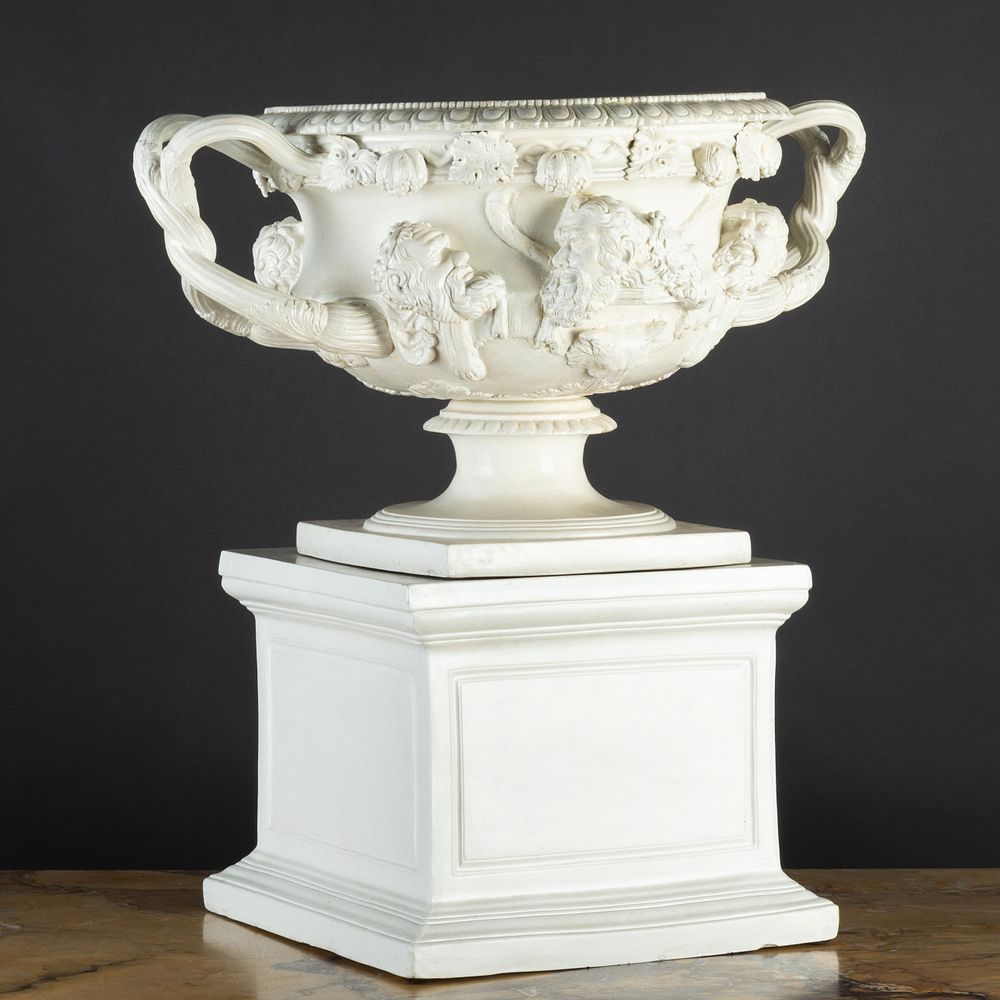 Appraisal: Continental Glazed Ceramic Model of the 'Warwick Vase' on a