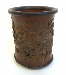 Appraisal: Bamboo Brush Pot Bamboo Brush Pot Nicely carved with bas