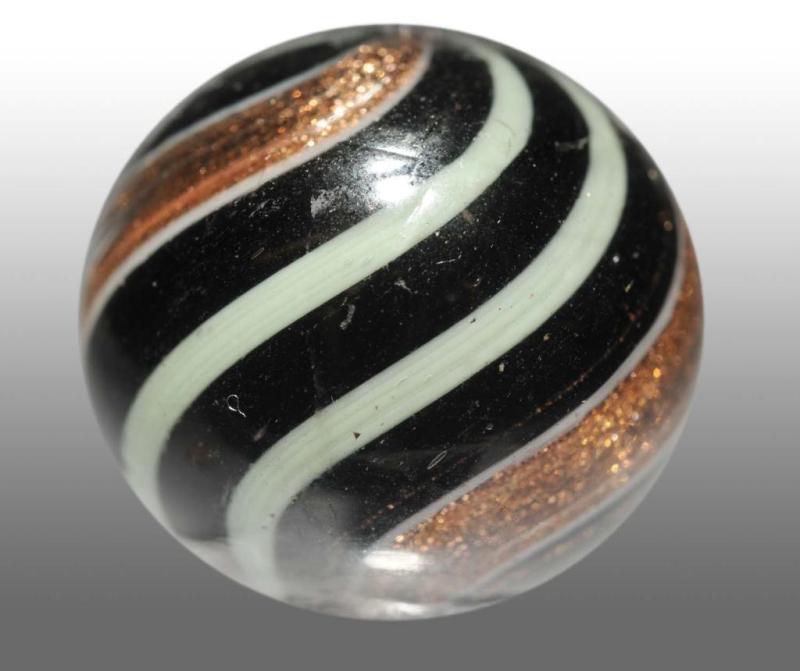 Appraisal: Lutz Opaque Marble Description Dark opaque with lime green alternating