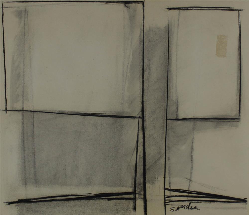 Appraisal: LUDWIG SANDER AMERICAN - ABSTRACT Charcoal and wash on paper