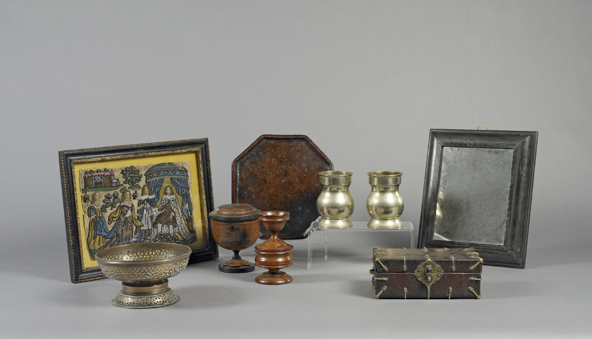 Appraisal: EARLY DUTCH EAST INDIES BRASS AND COPPER FOOTED BOWL The