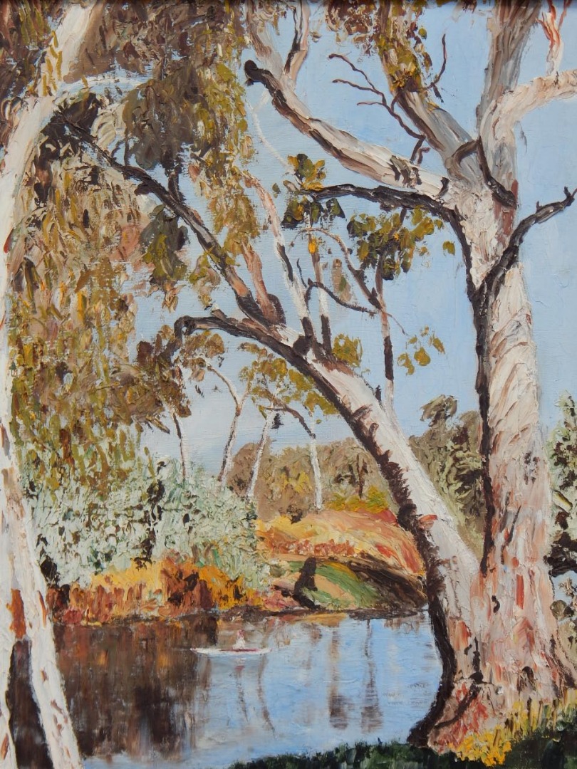 Appraisal: D Morrison thC Australian river landscape oil on board signed