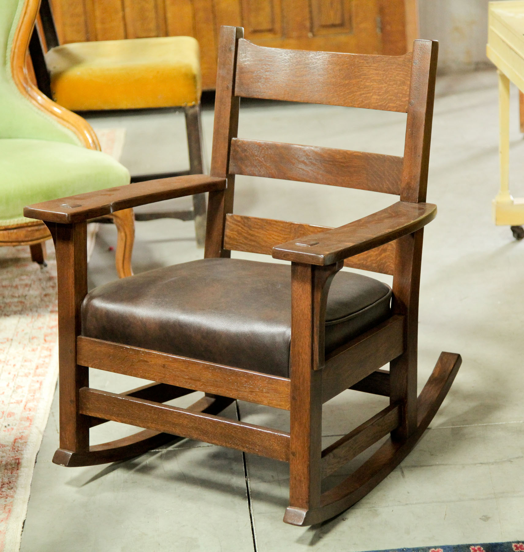 Appraisal: L J G STICKLEY ROCKING CHAIR American early th century