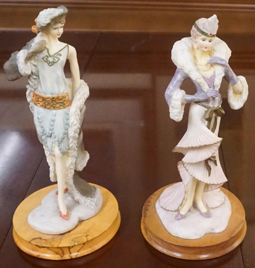 Appraisal: TWO COMPOSITE FIGURES OF ART DECO WOMEN H OF TALLER