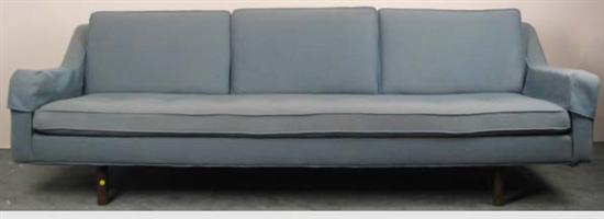 Appraisal: Blue Sofa purchased in NYC by consignor c walnut legs