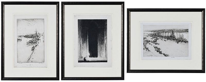 Appraisal: James McBey Scottish - Three etchings Night in Ely Cathedral