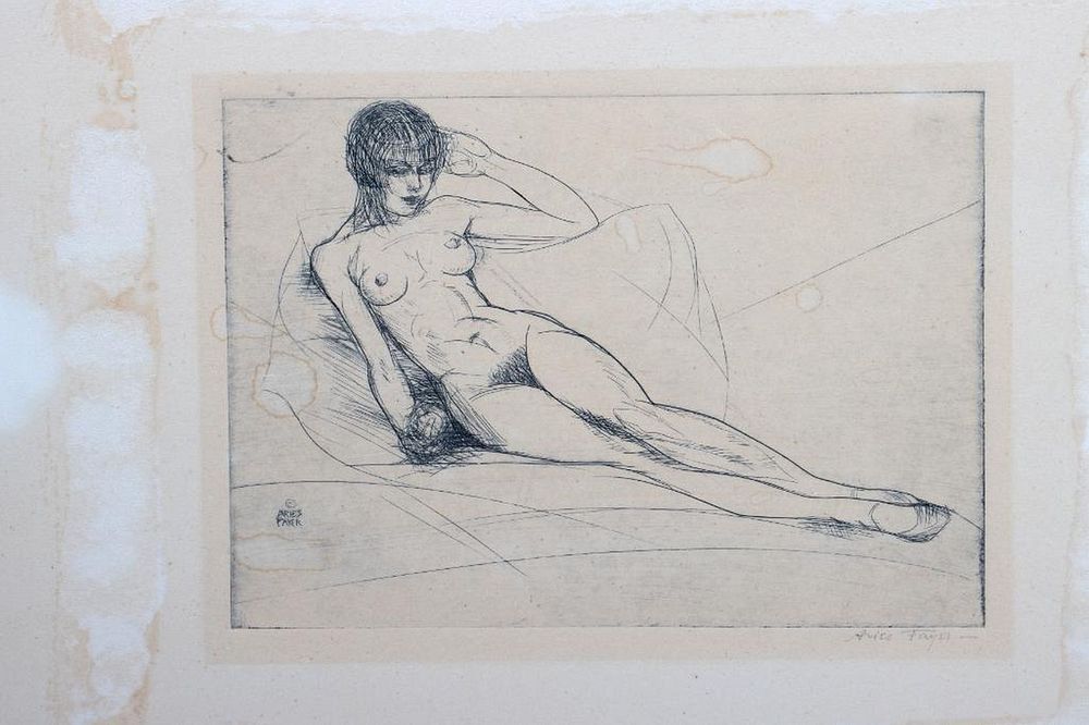 Appraisal: Aries Fayer b - Nude Etching signed in pencil and