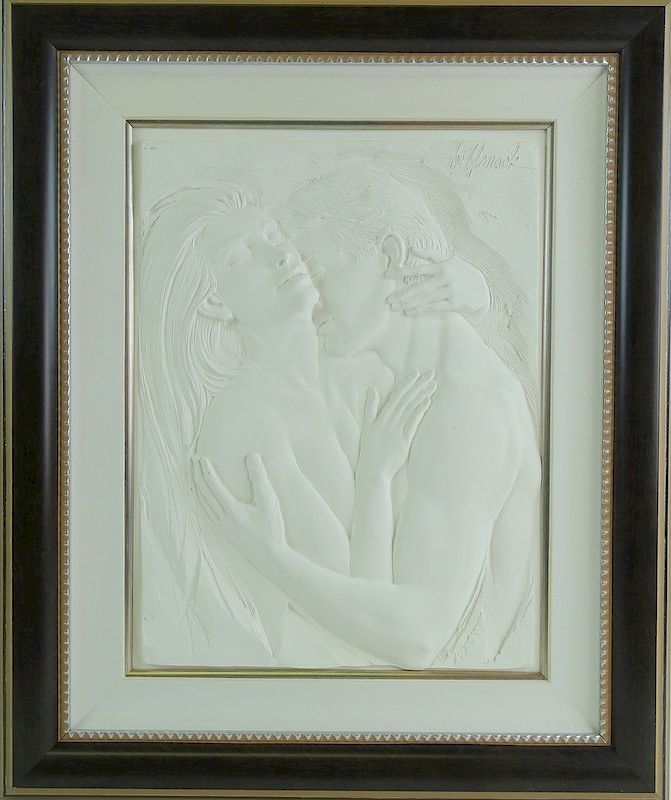 Appraisal: Bill Mack Embracing - White Plaque Framed Bill Mack Embracing