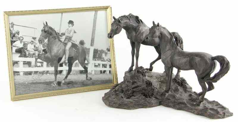 Appraisal: Horse Sculpture and Photographplaque on underside reads ''Intruder'' by Lanford