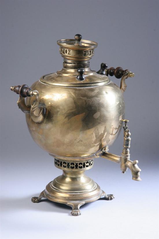 Appraisal: RUSSIAN BRASS SAMOVAR Early th century unmarked - in high