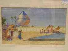 Appraisal: A watercolour of an Eastern scene with mosque buildings by