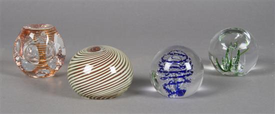 Appraisal: A Collection of Four Paperweights Diameter of largest inches