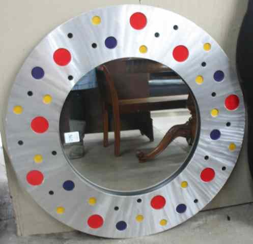 Appraisal: TWO ROUND MODERN WALL MIRRORS Fishels Contemporary Home Furnishings Portland