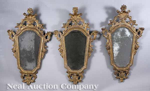 Appraisal: Three Antique Carved and Gilt Mirrors late th early th