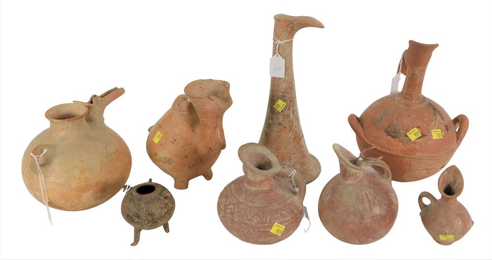 Appraisal: Group of Eight Terracotta Pottery Vessels to include trumpet form