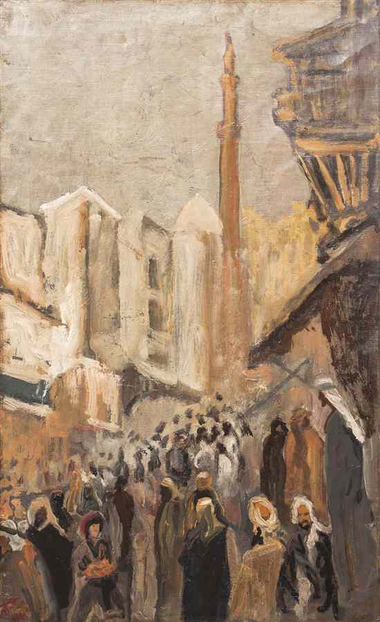 Appraisal: Artist Unknown th century The Bazaar oil on canvas signed