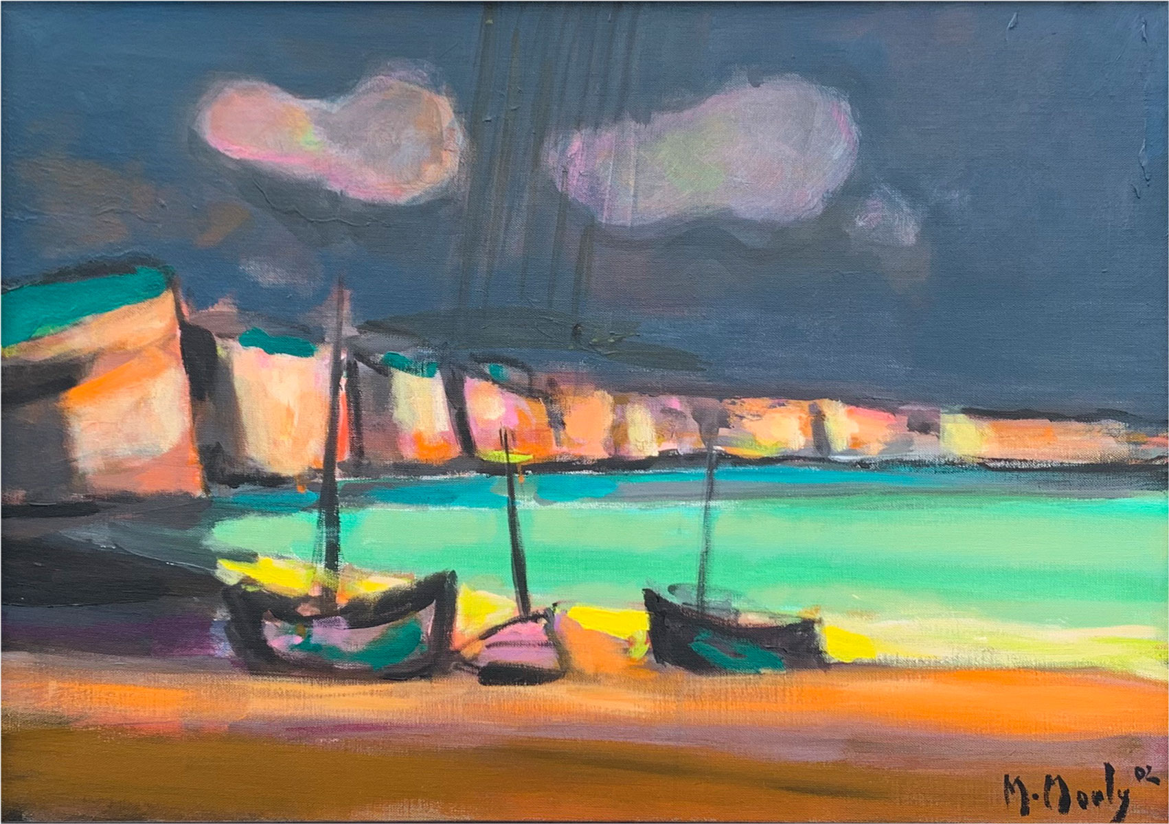 Appraisal: MOULY Marcel French - ''Orage sur la Cote Normande'' Oil