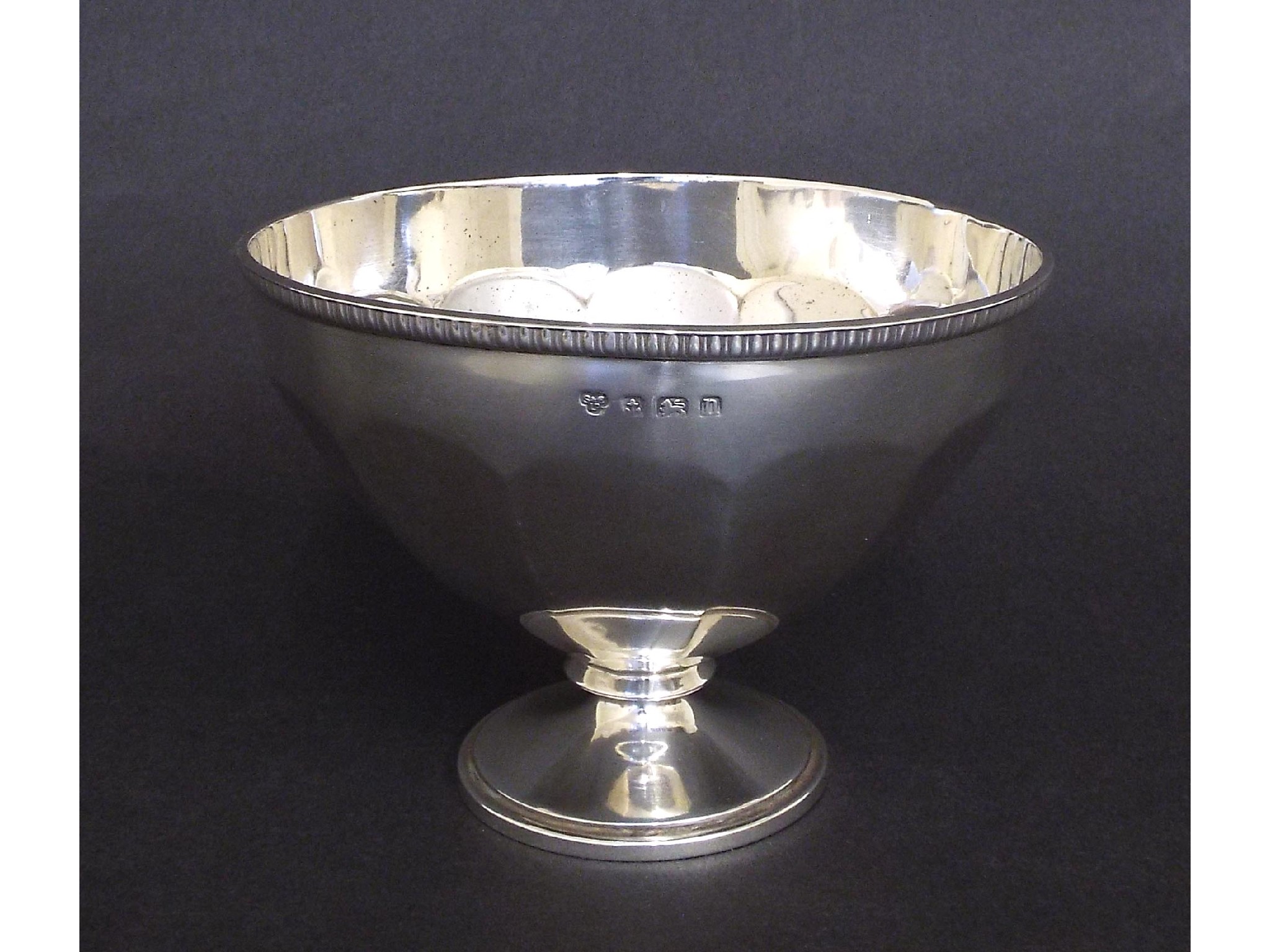 Appraisal: Selfridge Co George V silver faceted pedestal bowl bonbon dish