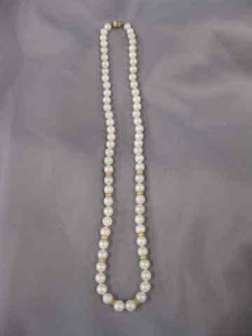 Appraisal: Pearl Necklace pearls m m with k gold spacers clasp