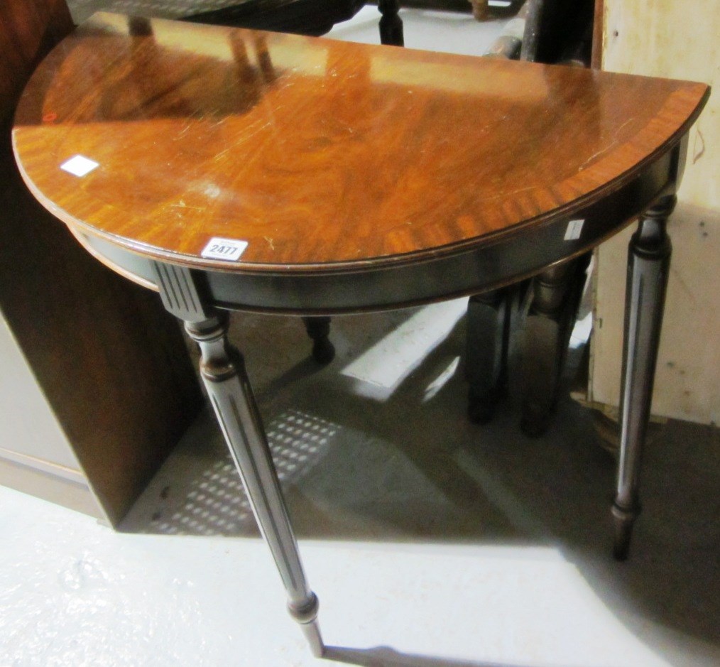 Appraisal: A th century mahogany demi lune side table