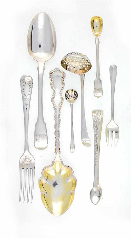 Appraisal: English sterling flatware and serving pieces th th century comprising