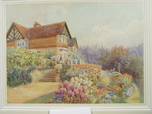 Appraisal: E Bess-Smith - Watercolour of a cottage garden signed and