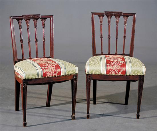 Appraisal: Pair Federal carved mahogany side chairs circa probably New Yorkrectangular