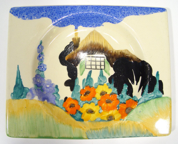 Appraisal: Rectangular Clarice Cliff Bizarre Biarritz plate hand painted with a