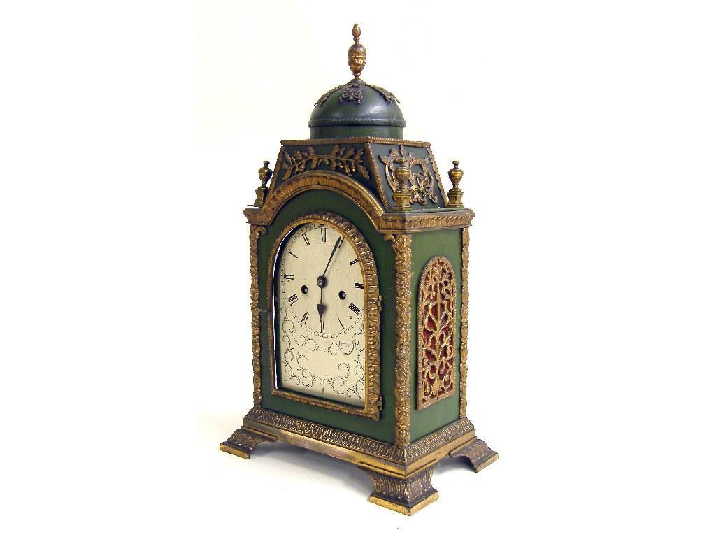 Appraisal: Contemporary mahogany three train commemorative bracket clock made by F