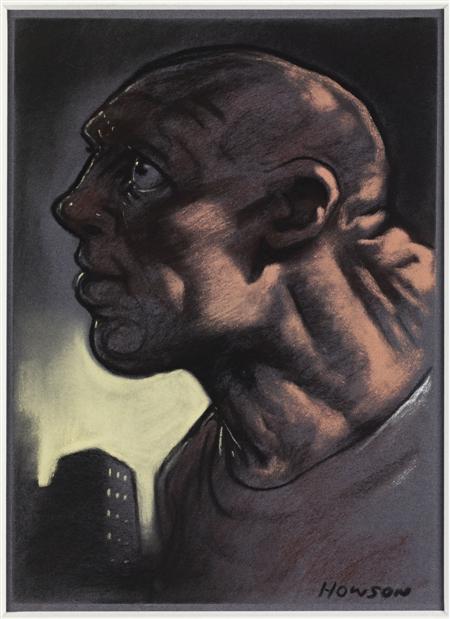 Appraisal: PETER HOWSON SCOTTISH B HEAD STUDY Signed pastel cm x