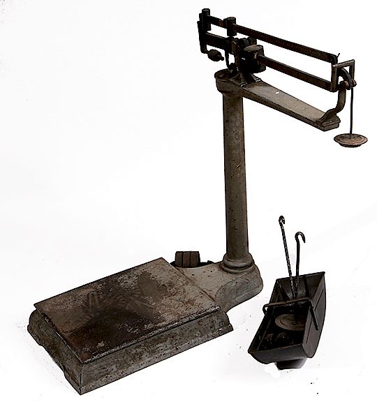 Appraisal: COUNTRY STORE PLATFORM SCALE WITH WEIGHTS COUNTRY STORE PLATFORM SCALE