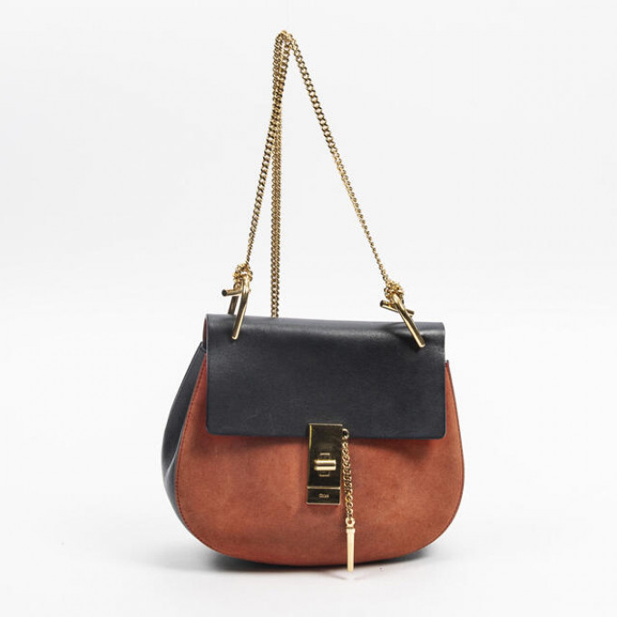 Appraisal: Chloe Drew Shoulder Bag in orange suede and navy blue