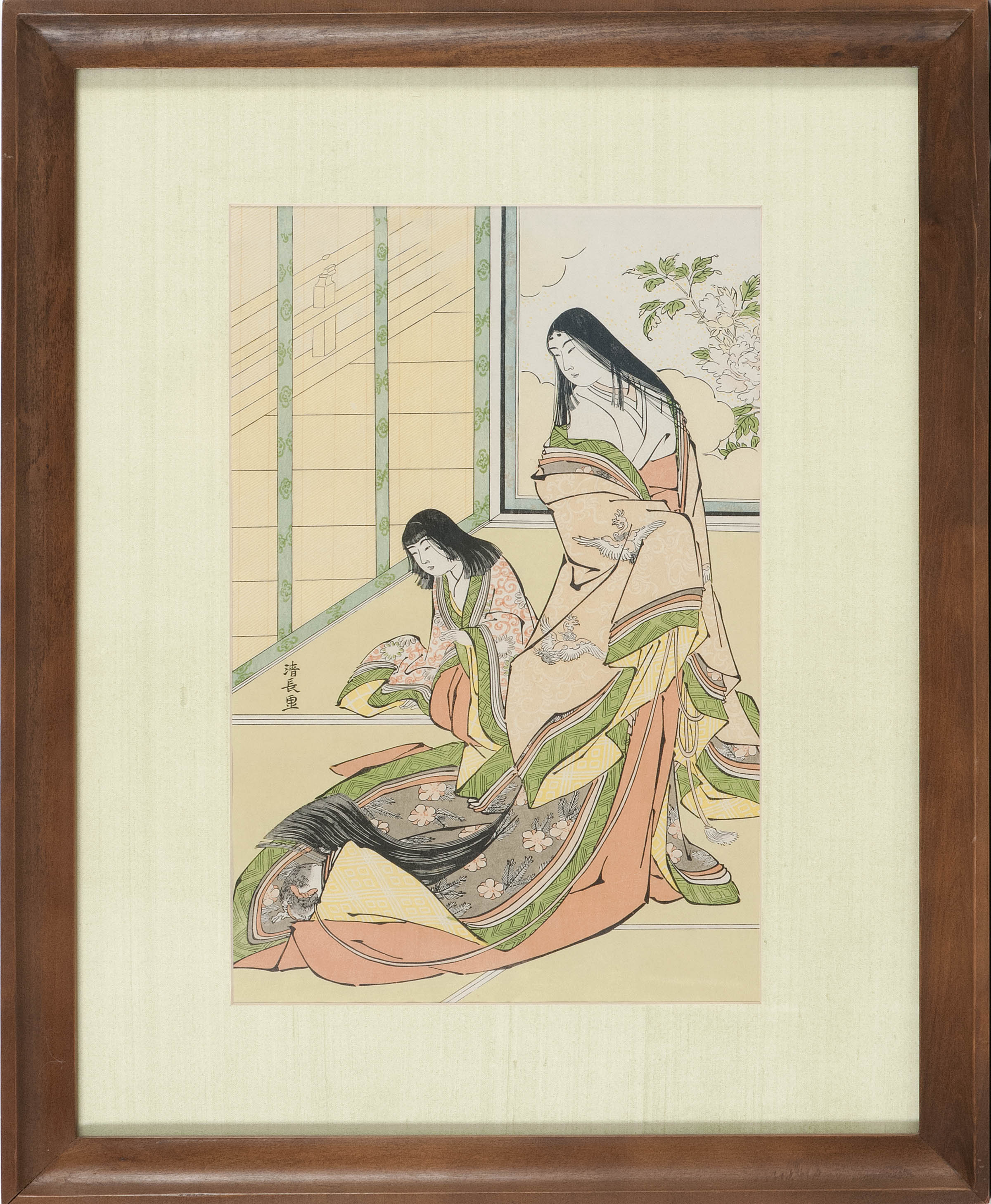 Appraisal: TORII KIYONAGA Oban tate-eThe Third Princess and Her Kitten From