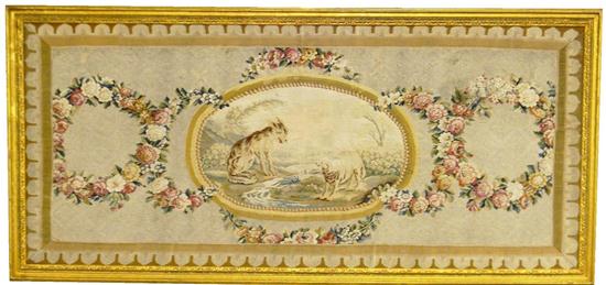 Appraisal: Tapestry fragment possibly French Aubusson type in th C frame