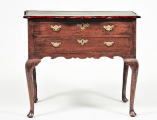 Appraisal: QUEEN ANNE STYLE OAK LOW BOY English Circa With shaped