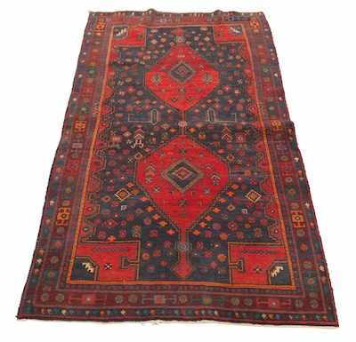 Appraisal: A Kazak Carpet Wool low pile on cotton weft geometric