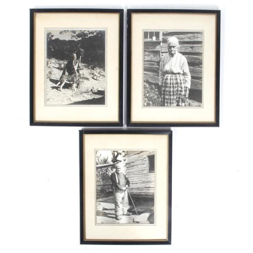 Appraisal: THREE VINTAGE SILVER GELATIN PORTRAIT PHOTOGRAPHS OF HOMESTEADERS REPORTEDLY IN