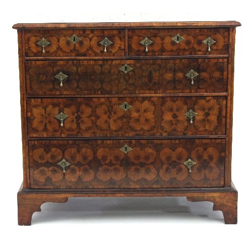 Appraisal: A William and Mary laburnum and olive wood chest of