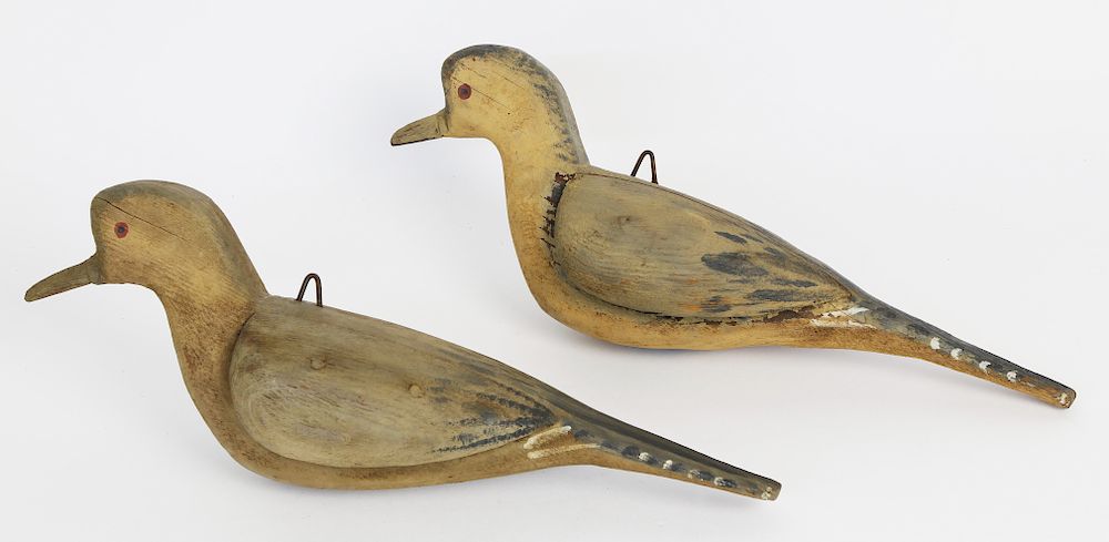 Appraisal: Pair of Vintage Carved and Painted Hanging Dove Decoys Exclusive