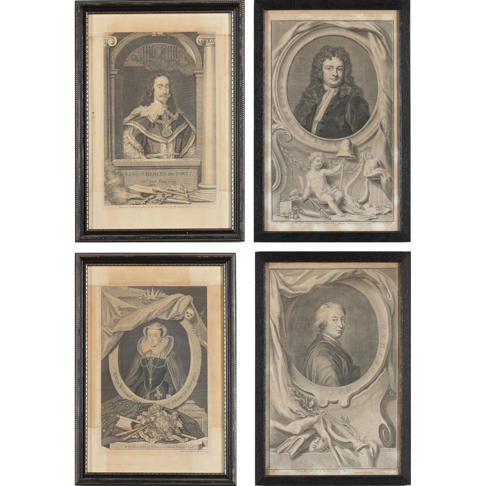 Appraisal: A Group of Four th Century Portrait Engravings subjects depicted